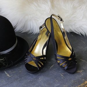 Nine West high heeled black strappy sandals